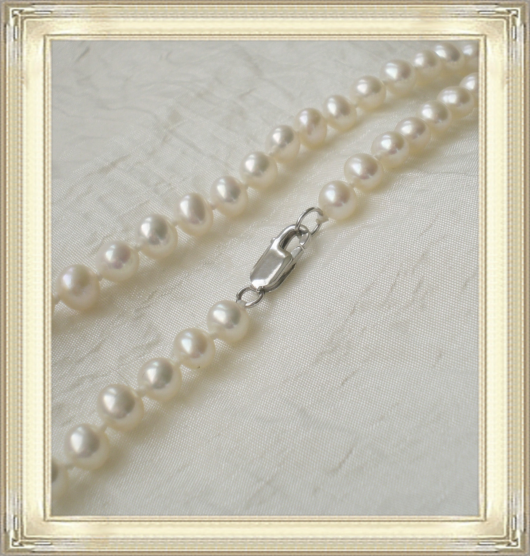 white 5-6mm off round freshwater pearl necklace with sterling silver lobster clasp