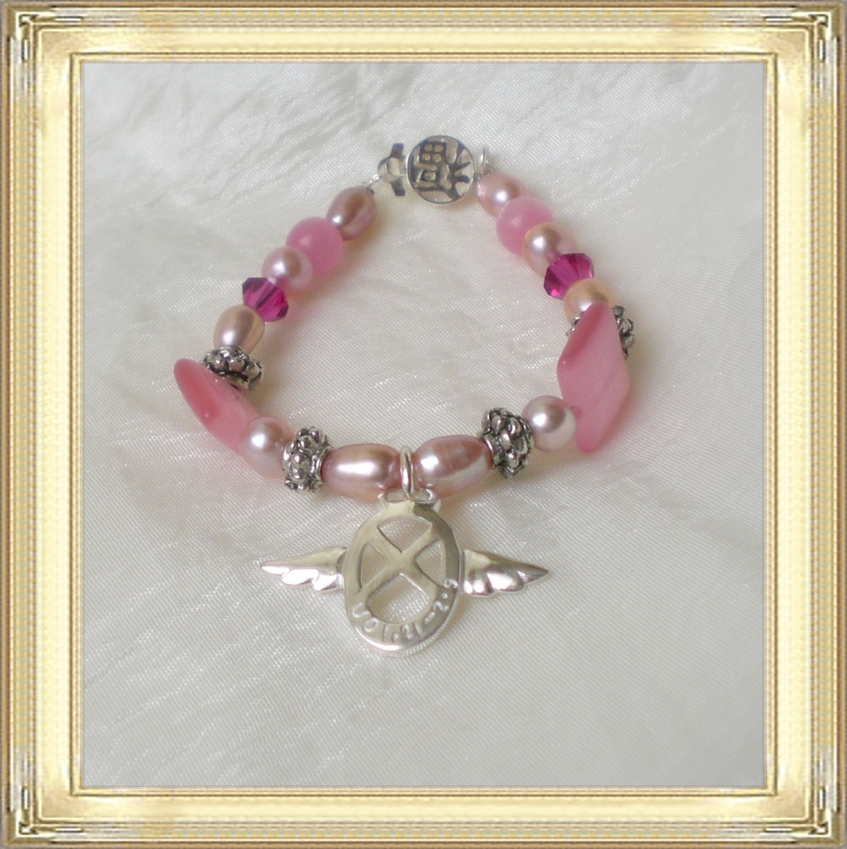 Freshwater pearl charm bracelet for young ladies