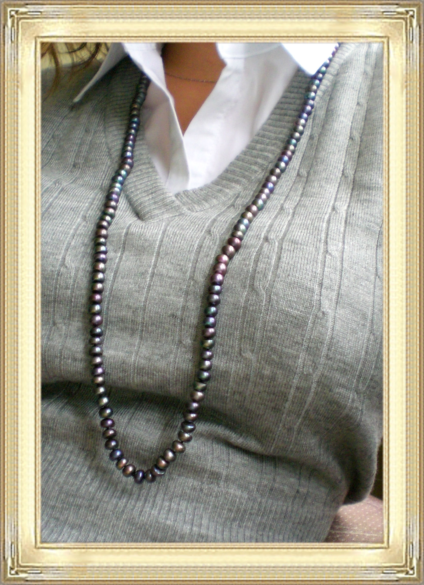 Long opera rope button shape peacock color freshwater pearl necklace